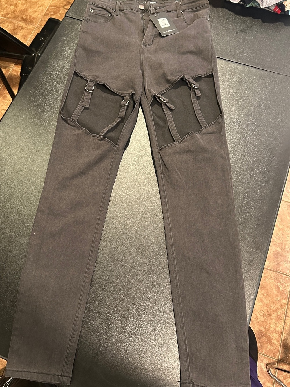 Fashion Nova Black Cutout Jeans Size 13